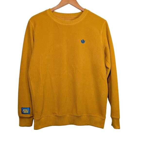 Dutch Bros Mens Sweatshirt Medium Yellow Crewneck Cotton Logo Embroidered - Picture 1 of 8